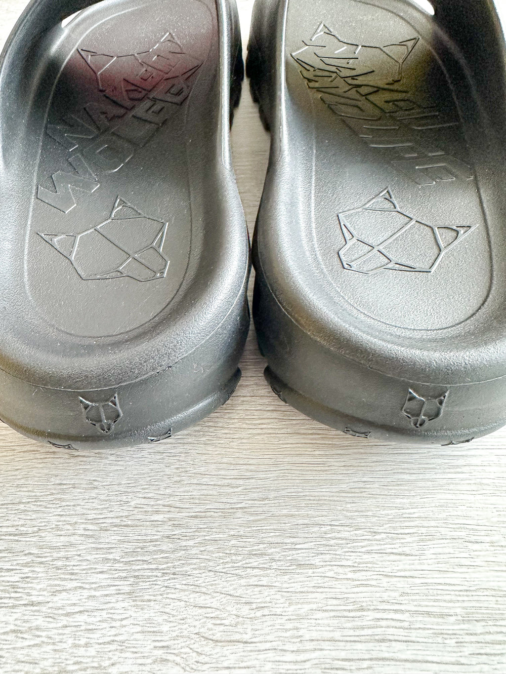 NAKED WOLFE Black Tommy Wold Embossed Waterproof Sandals Slides - House Of Huntington