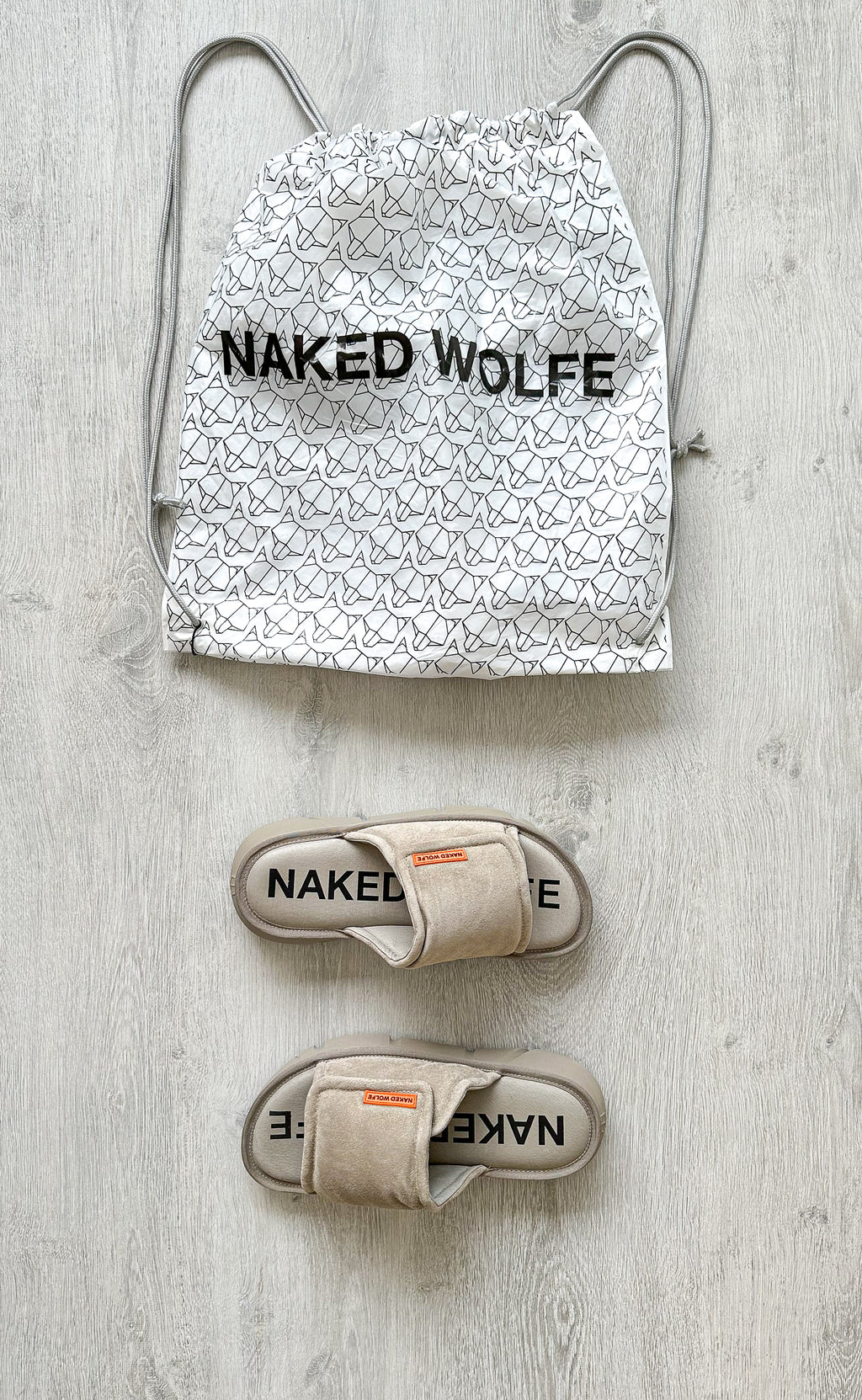 NAKED WOLFE Taupe Suede Alaska Sandals Slide - House Of Huntington