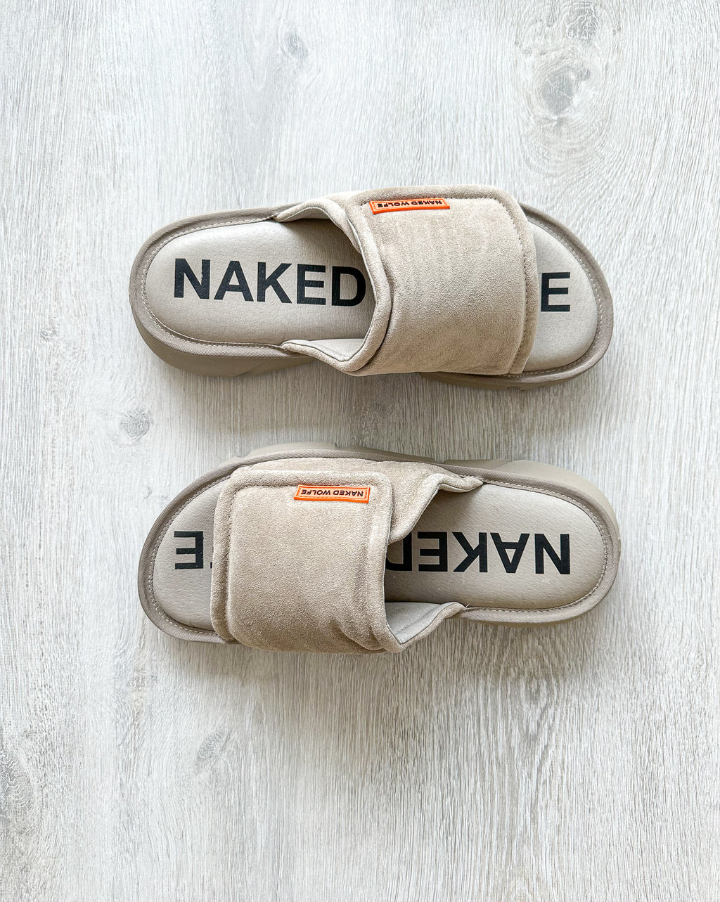 NAKED WOLFE Taupe Suede Alaska Sandals Slide - House Of Huntington