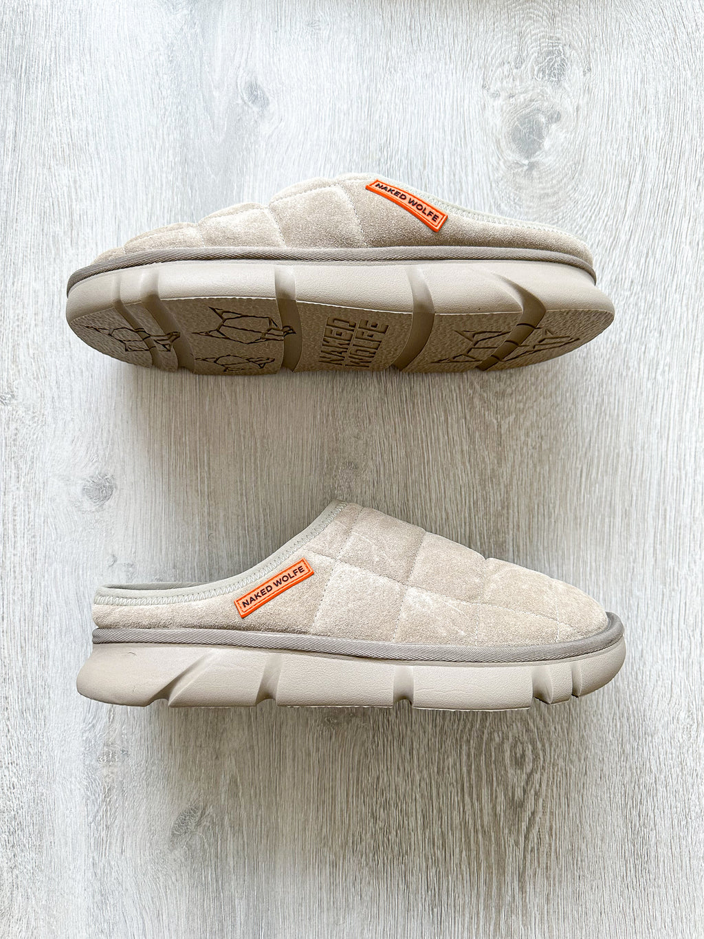 NAKED WOLFE Montana Suede Taupe Sandals Slide - House Of Huntington