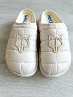 NAKED WOLFE White Nylon Padded Wolf Embossed Sandals Slides - House Of Huntington