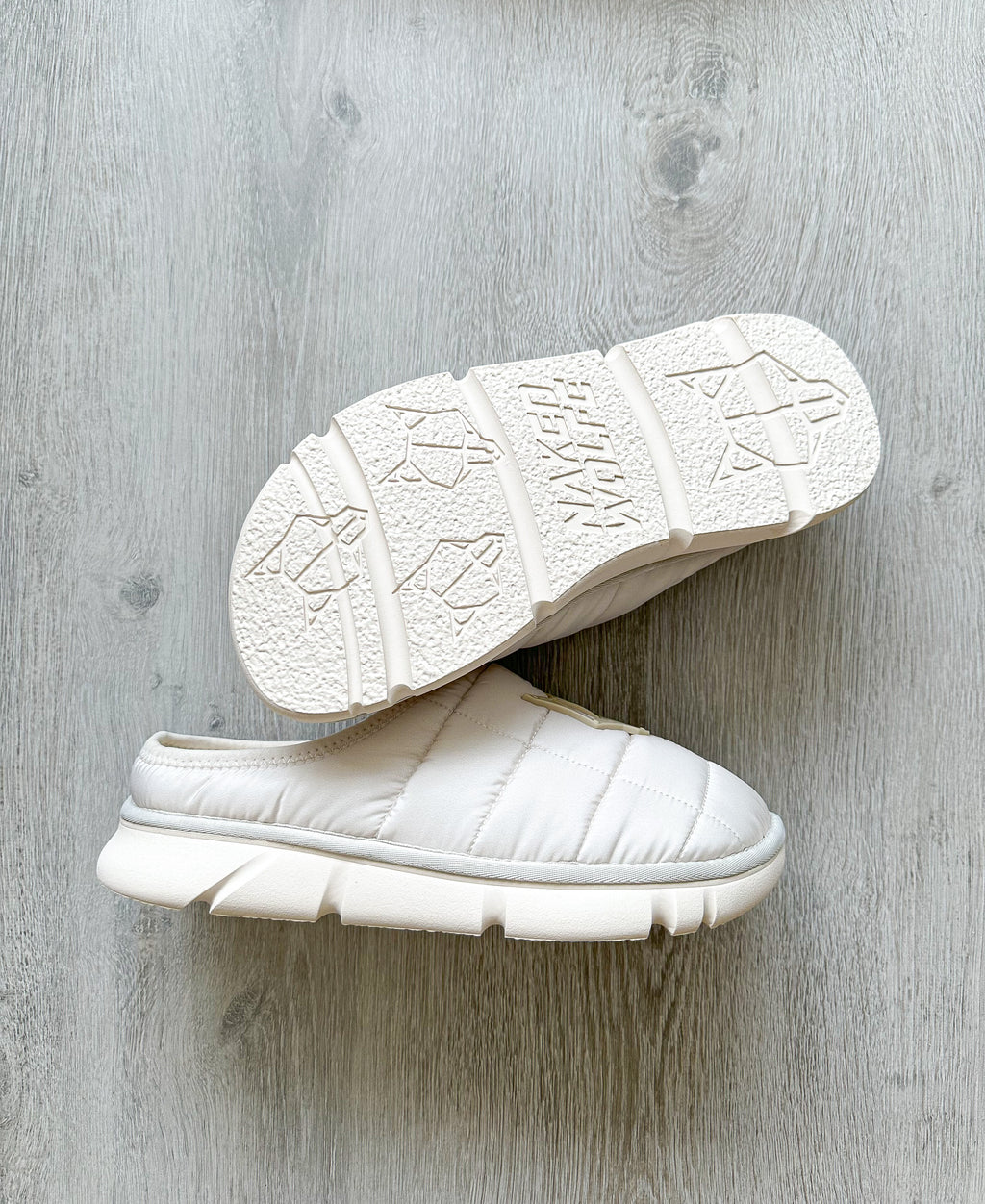 NAKED WOLFE White Nylon Padded Wolf Embossed Sandals Slides - House Of Huntington