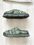 NAKED WOLFE Montana Green Army Camp Padded Wolf Embossed Sandals Slide - House Of Huntington