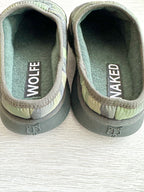 NAKED WOLFE Montana Green Army Camp Padded Wolf Embossed Sandals Slide - House Of Huntington
