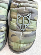 NAKED WOLFE Montana Green Army Camp Padded Wolf Embossed Sandals Slide - House Of Huntington