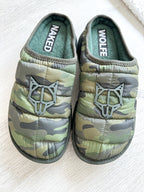 NAKED WOLFE Montana Green Army Camp Padded Wolf Embossed Sandals Slide - House Of Huntington