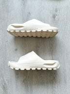 NAKED WOLFE Tommy Stone Cream Waterproof Wolf Embossed Sandals Slide - House Of Huntington