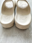 NAKED WOLFE Tommy Stone Cream Waterproof Wolf Embossed Sandals Slide - House Of Huntington