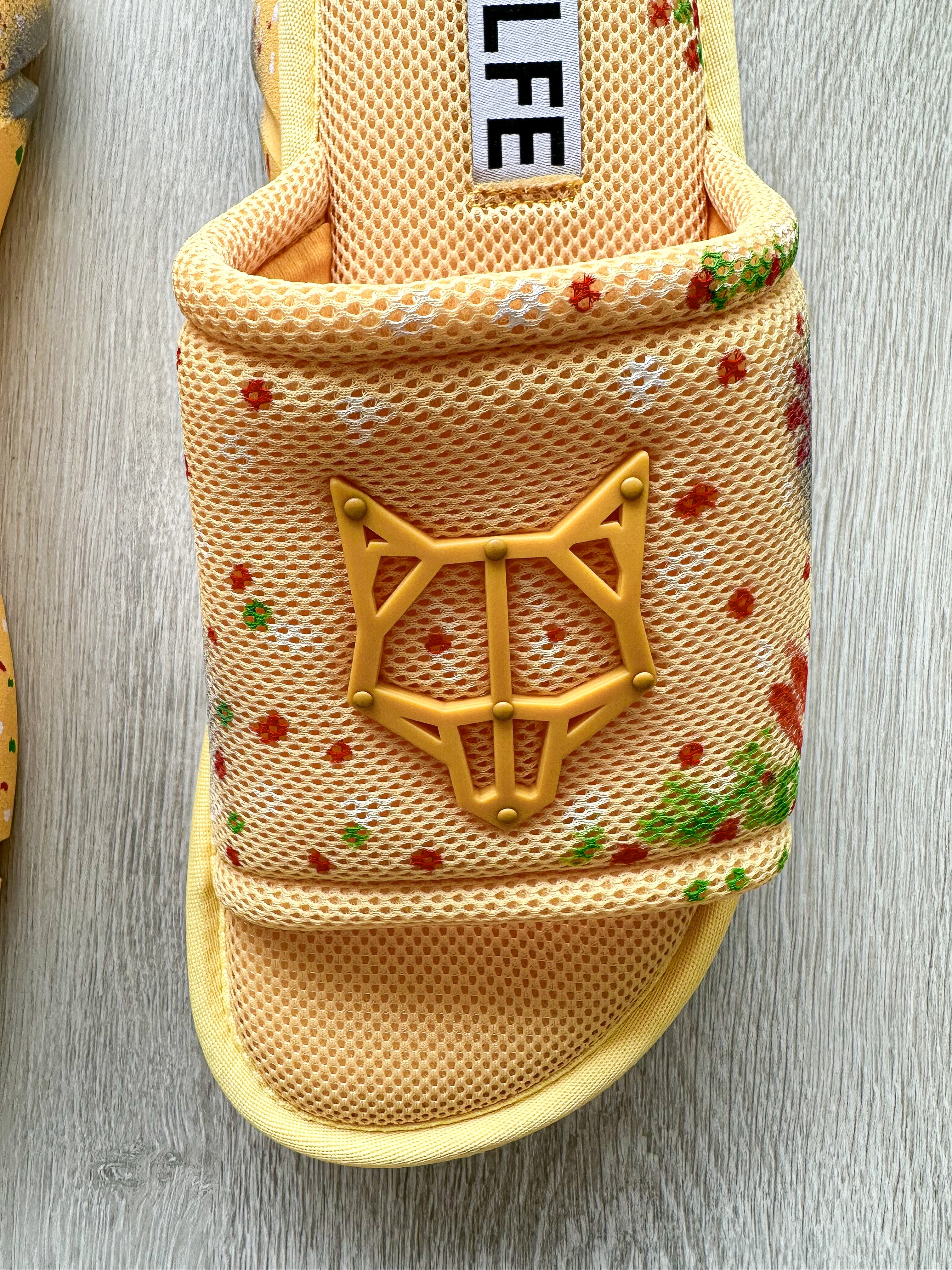 NAKED WOLFE Vegas Logo Embossed Yellow Mesh Sandals Slide - House Of Huntington