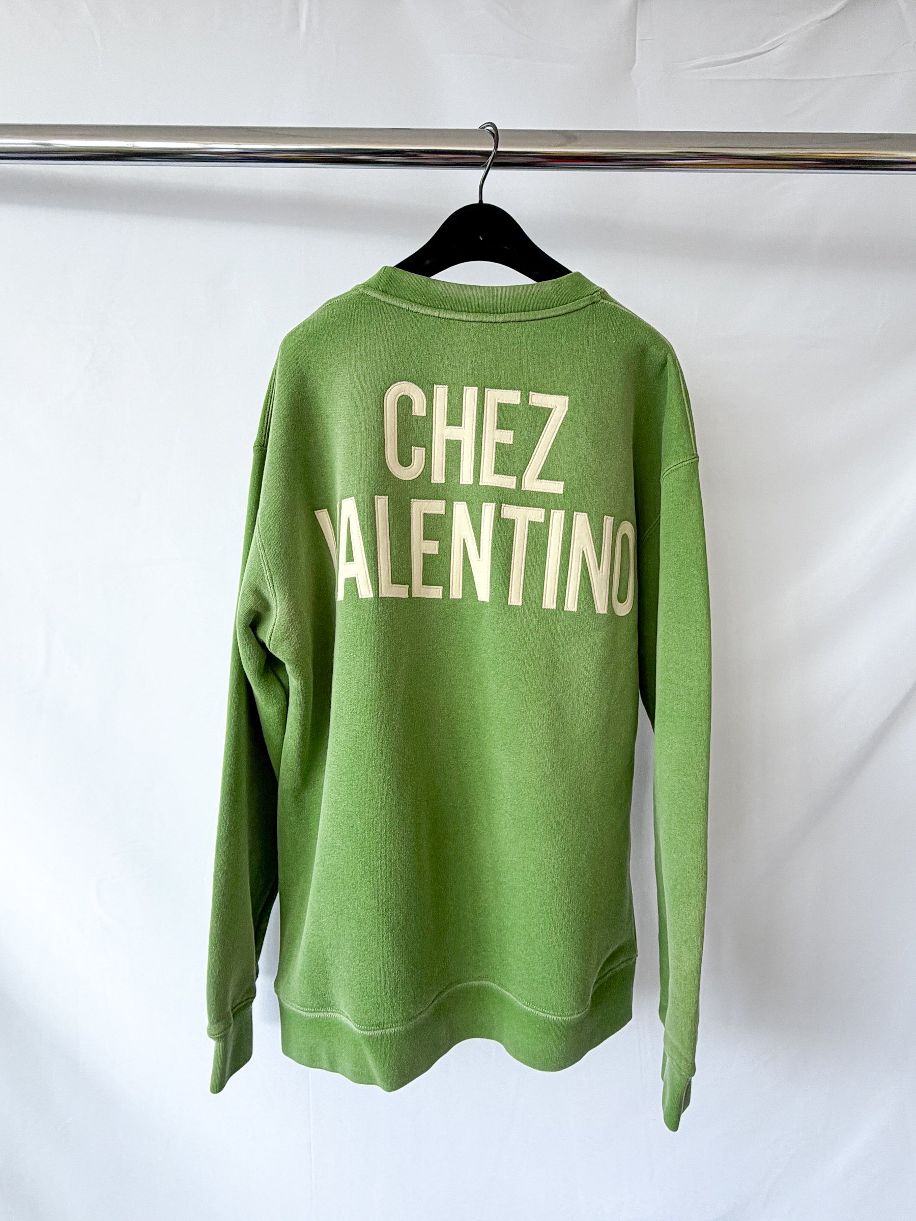 Valentino Chez Valentino Patch Crewneck Cotton-Jersey Sweatshirt
