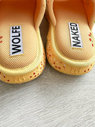 NAKED WOLFE Vegas Logo Embossed Yellow Mesh Sandals Slide - House Of Huntington
