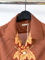 Bode Harvest Floor Short Shirt Brown