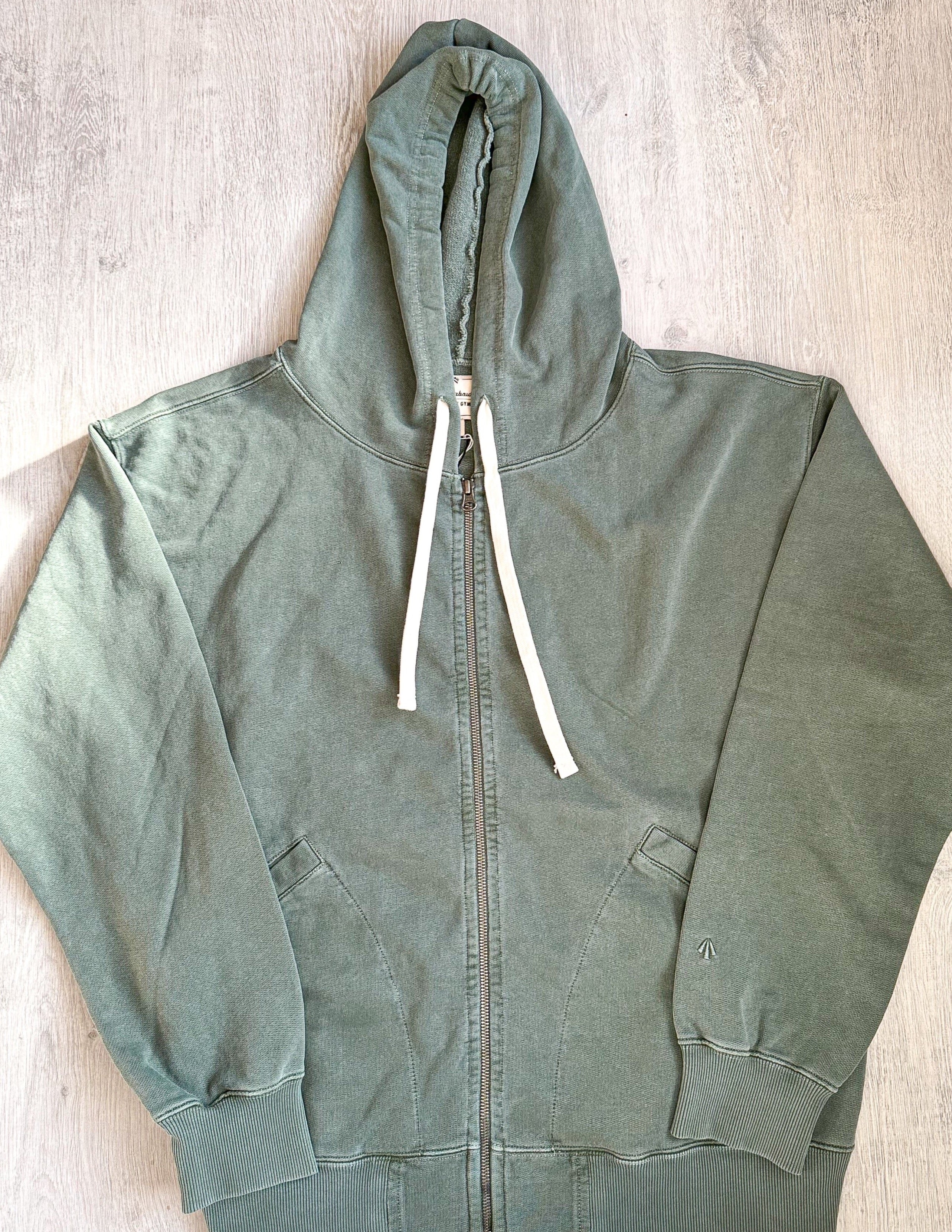 Nigel Cabourn Green Embroidered Arrow Zip Hoodie Jacket - House Of Huntington