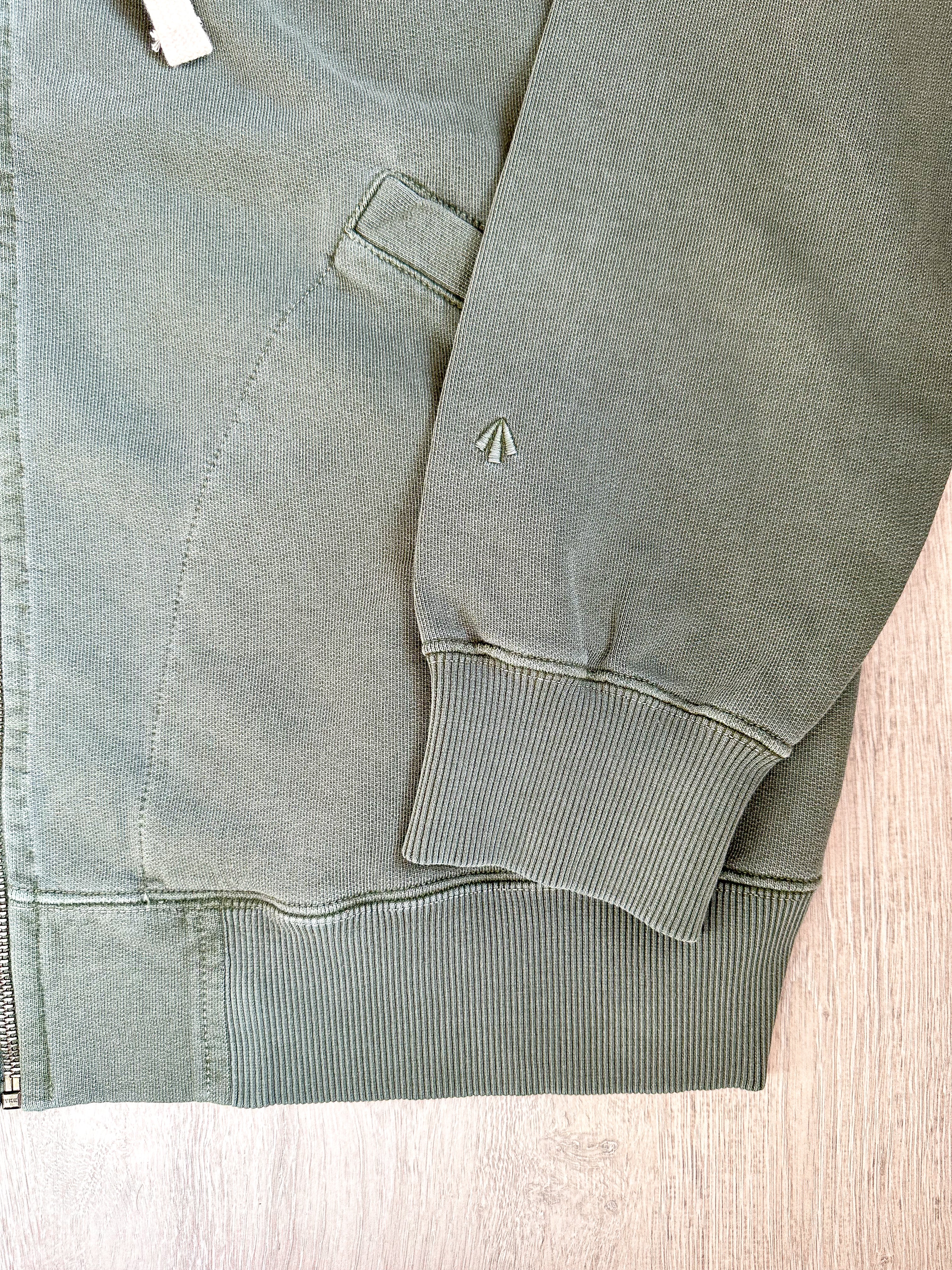 Nigel Cabourn Green Embroidered Arrow Zip Hoodie Jacket - House Of Huntington