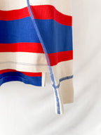 Drake's Navy White Red Striped Mock Collar Rugby Shirt