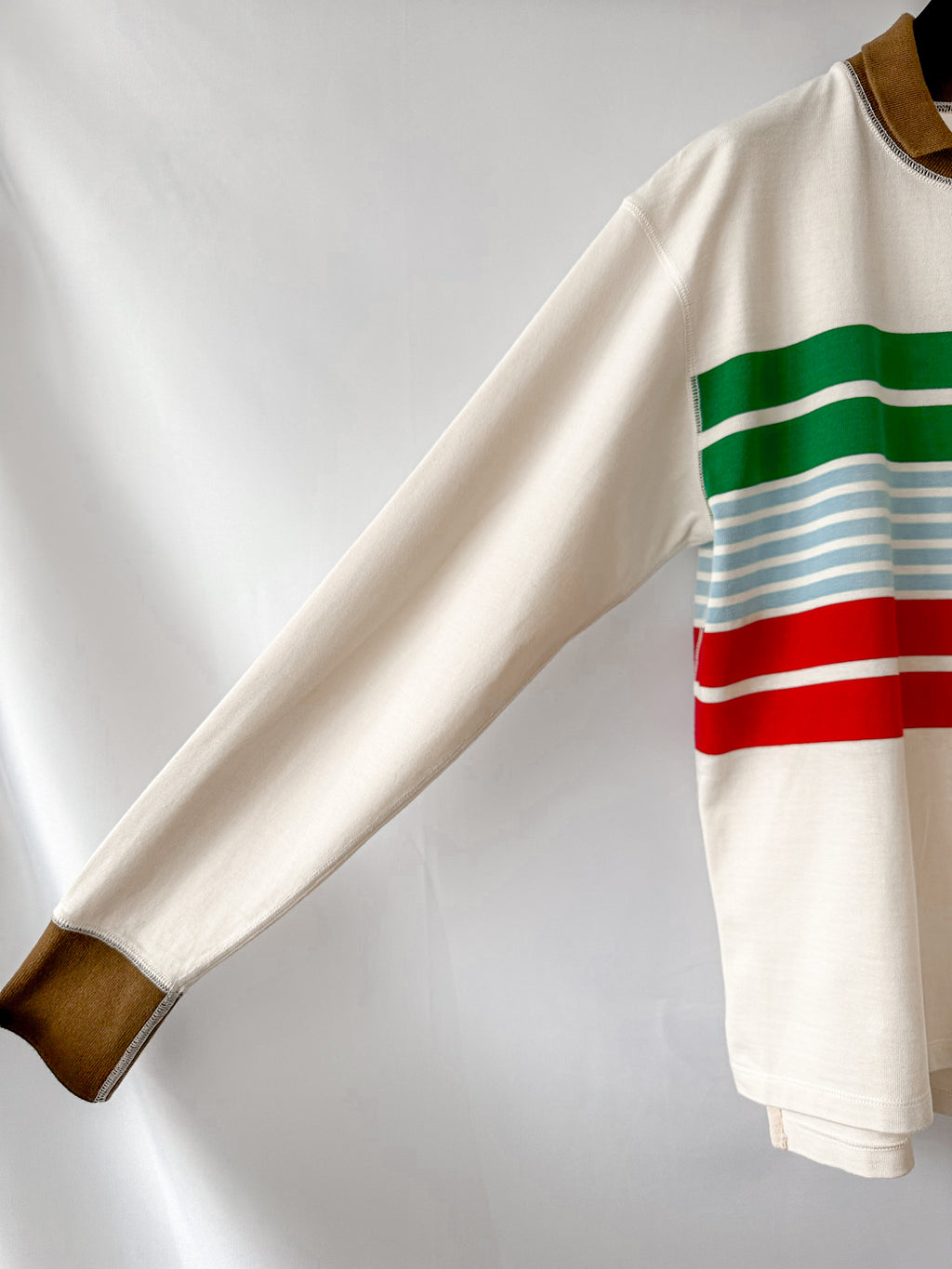 Drake's Ecru Long Sleeve Mock Neck Shirt