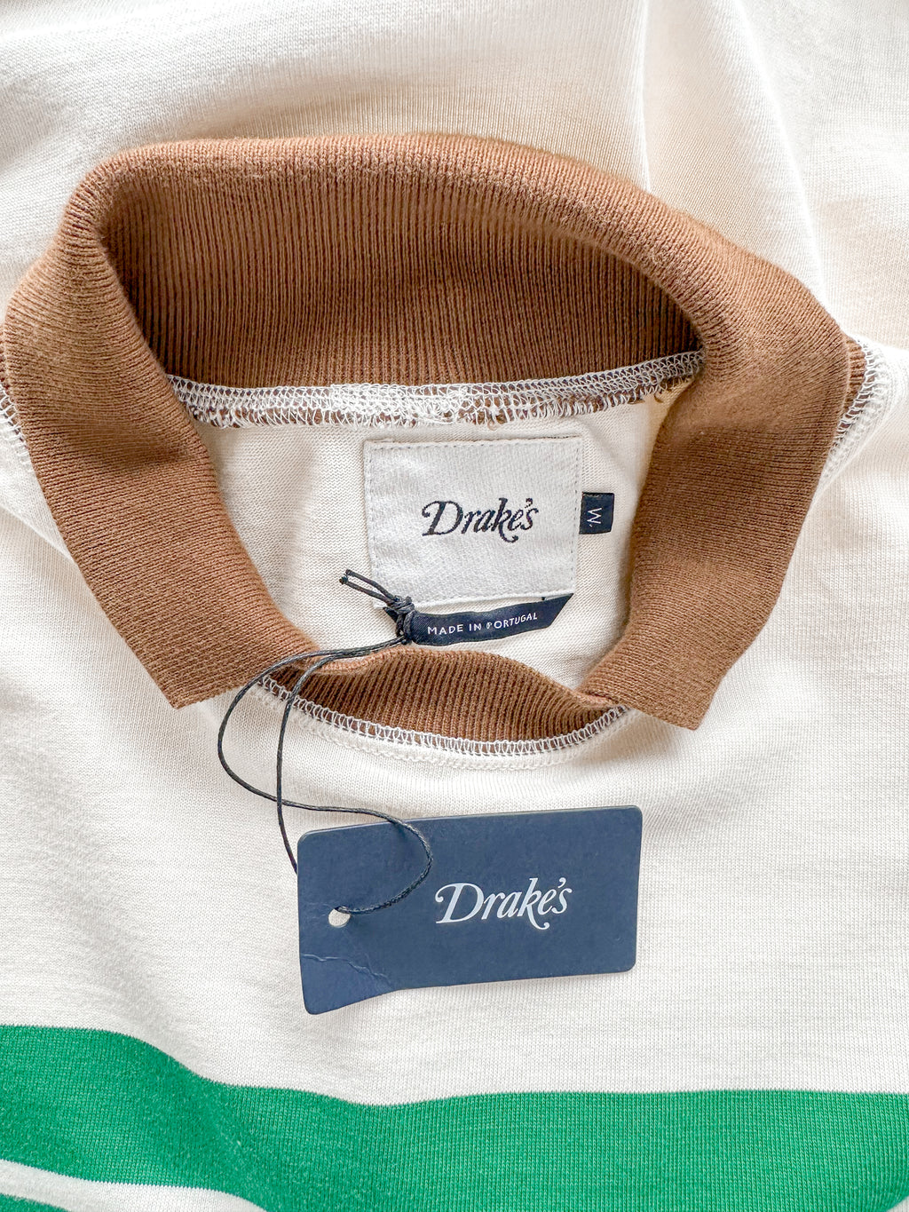 Drake's Ecru Long Sleeve Mock Neck Shirt