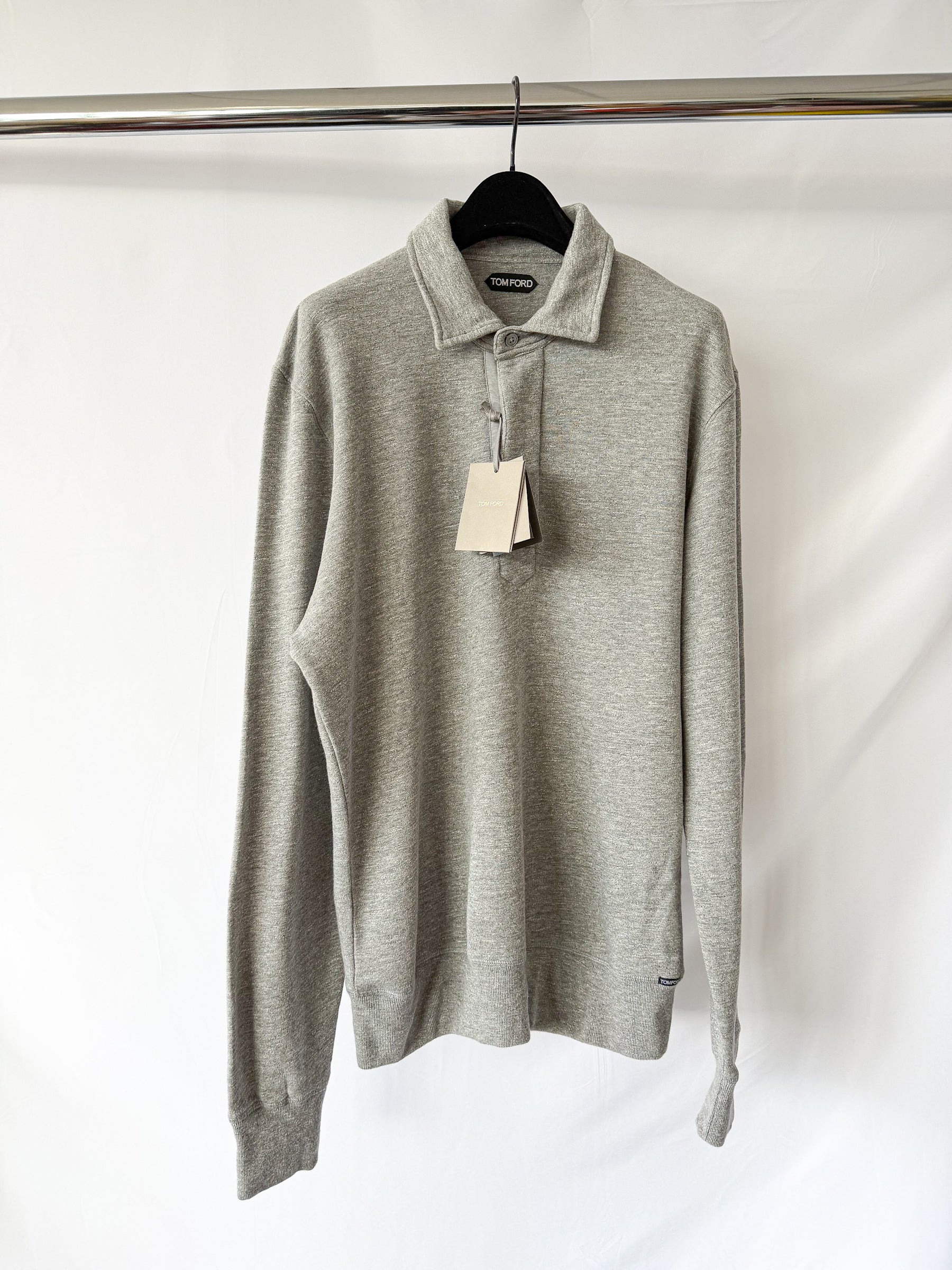 Tom Ford Grey Half Button Pull Over Sweatshirt