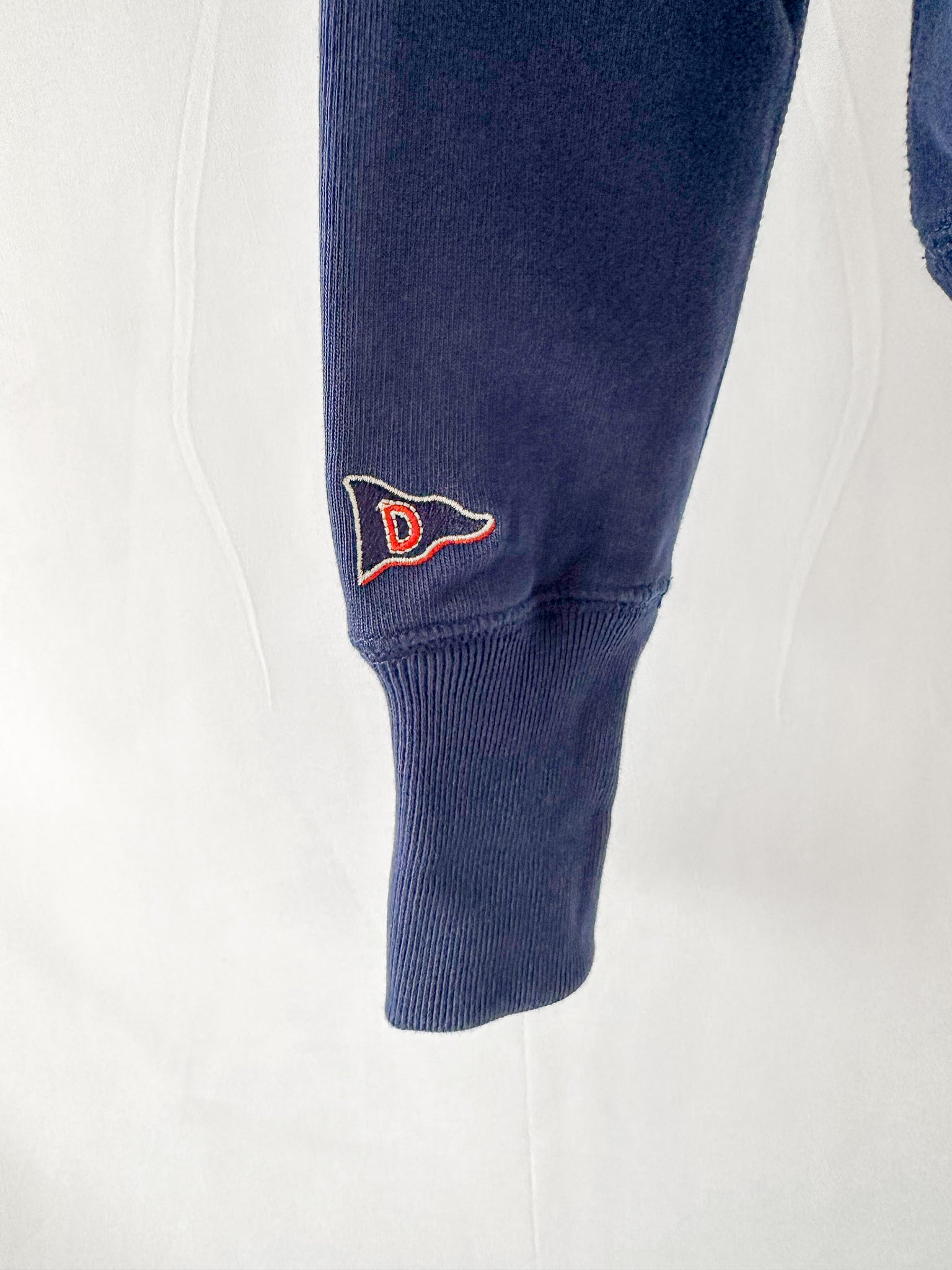 Drake's Navy Zip-Up Neck D Flag Embroidered Cotton Sweatshirt