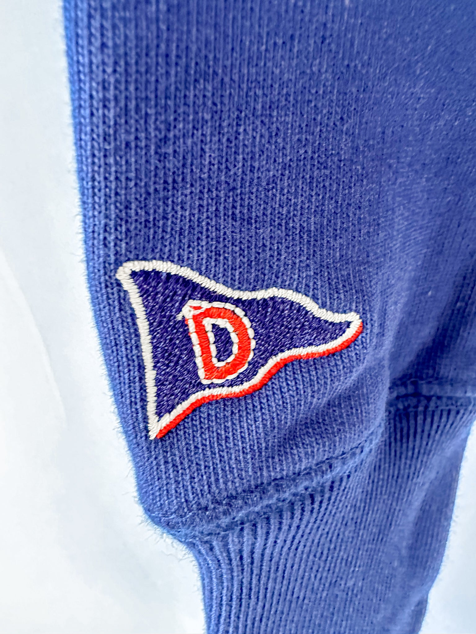 Drake's Navy Zip-Up Neck D Flag Embroidered Cotton Sweatshirt