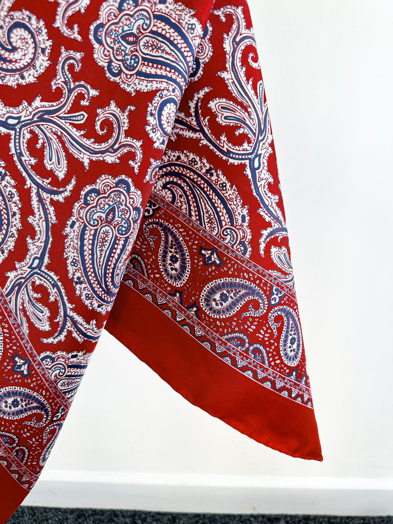 E Marinella Red Paisley Silk Scarf - House Of Huntington