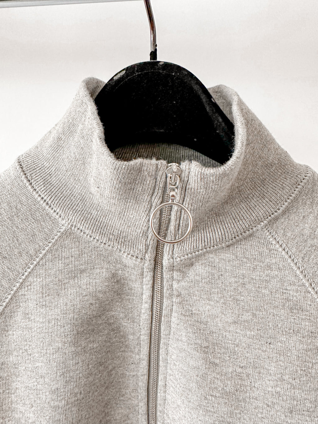 Drake's Grey Quarter Zip Neck Cotton D Logo Detail Sweatshirt