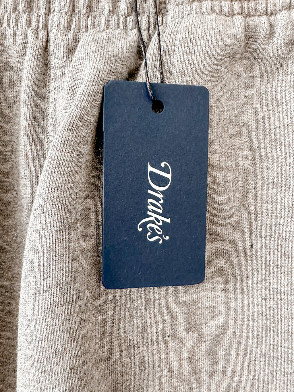 Drake's Grey Cotton D Flag Emblem Jogger Shorts