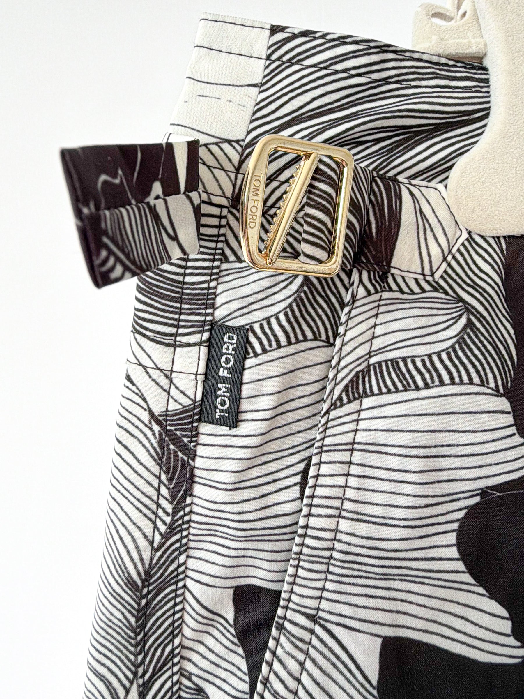 Tom Ford Black White Floral Swim Shorts