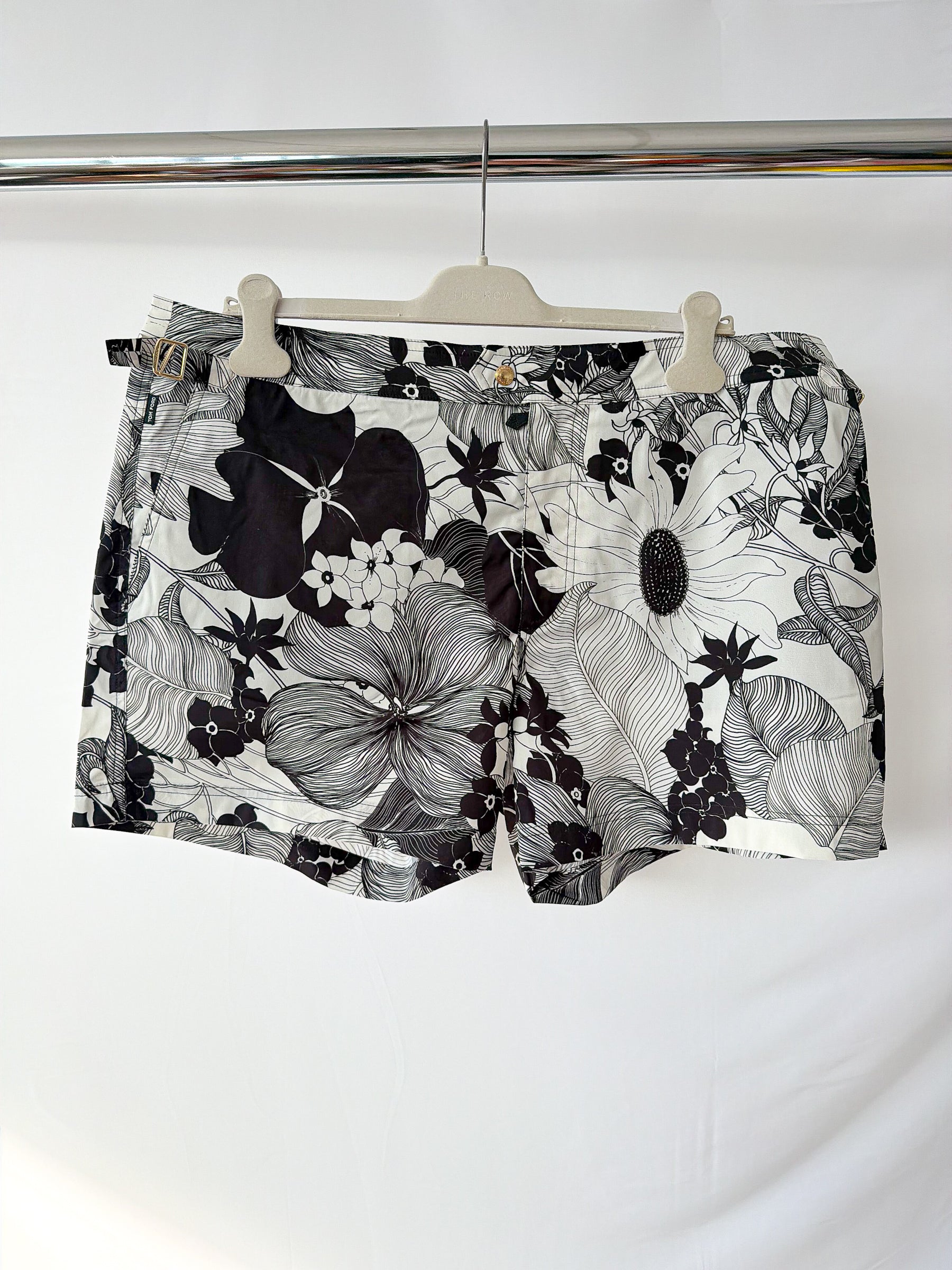 Tom Ford Black White Floral Swim Shorts