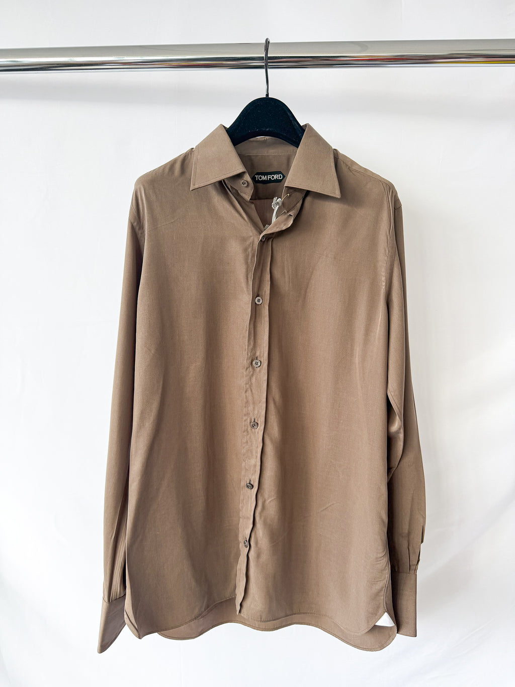 Chemise en soie marron mat Tom Ford