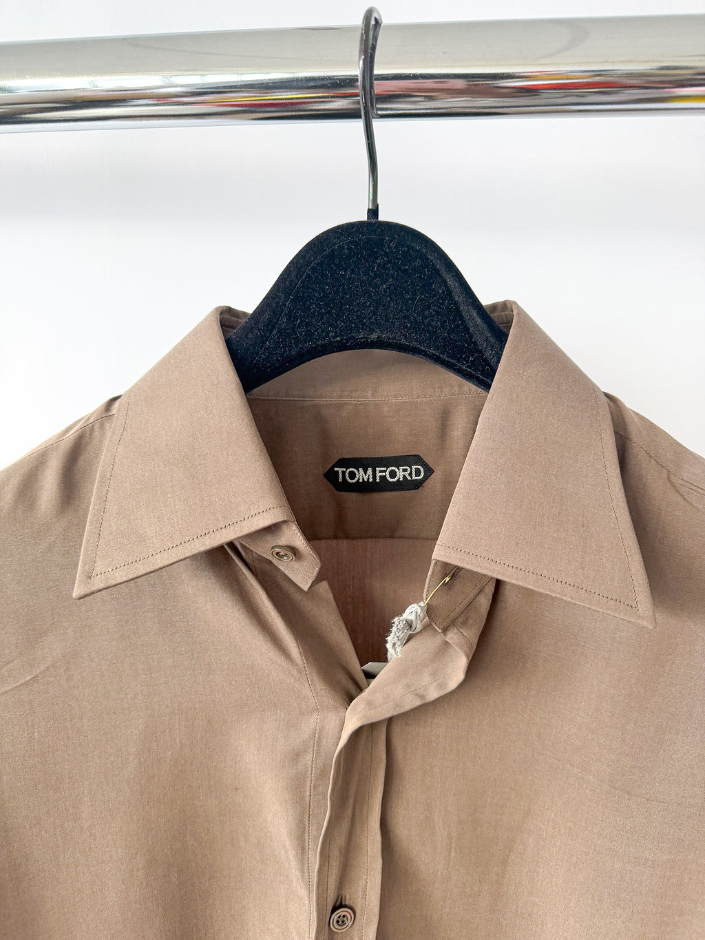 Chemise en soie marron mat Tom Ford