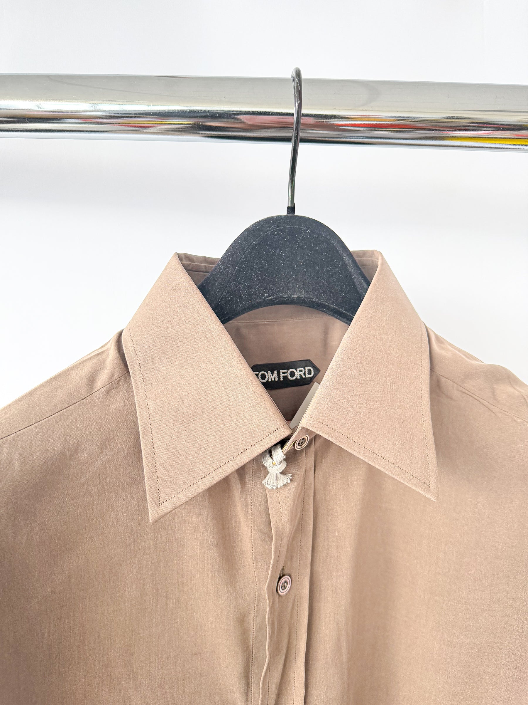 Chemise en soie marron mat Tom Ford