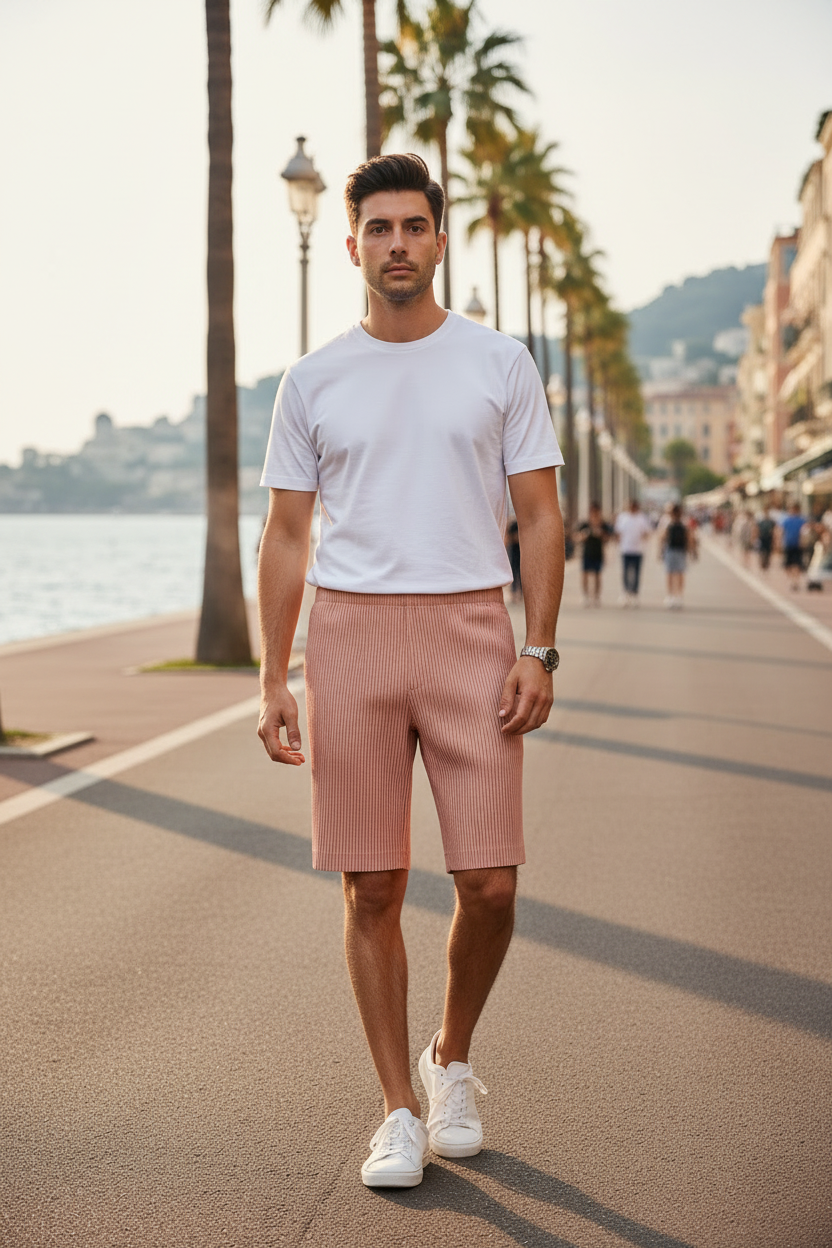 Issey Miyake Pleats Please Peach Shorts