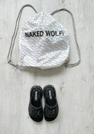 NAKED WOLFE Black Wolfe Embossed Graffiti Army Mesh Sandals Slide - House Of Huntington