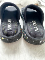 NAKED WOLFE Black Wolfe Embossed Graffiti Army Mesh Sandals Slide - House Of Huntington