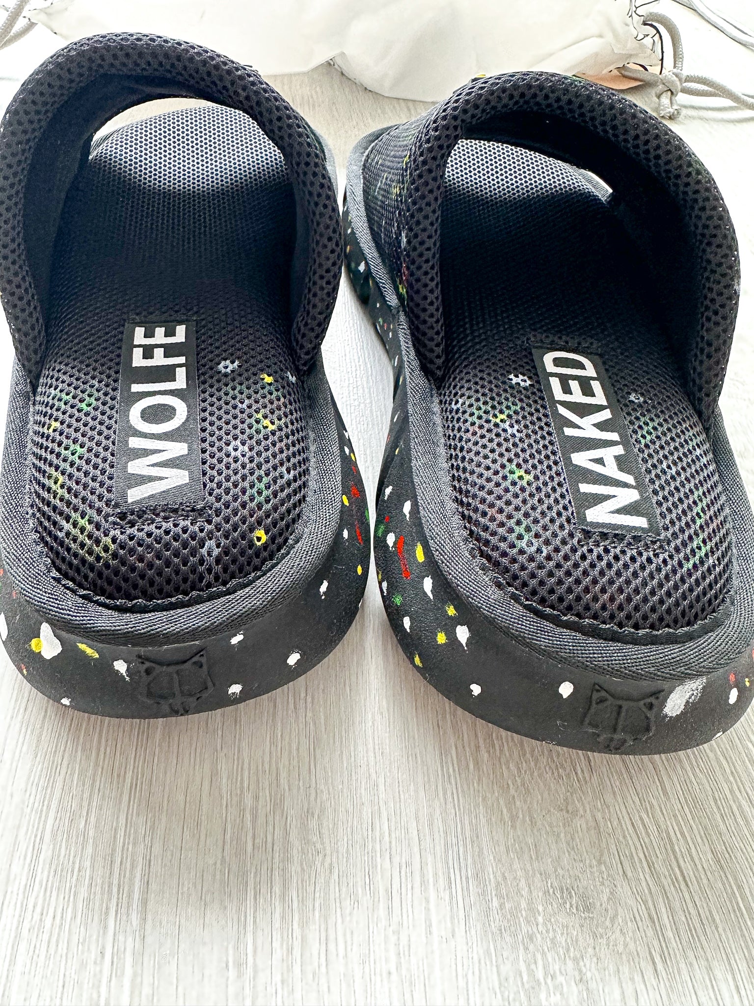 NAKED WOLFE Black Wolfe Embossed Graffiti Army Mesh Sandals Slide - House Of Huntington