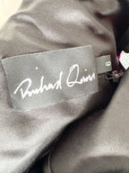 Richard Quinn Margot Pink Ruffle One Shoulder Overlay Black Silk Lace Mini Dress - House Of Huntington