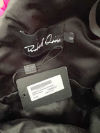 Richard Quinn Margot Pink Ruffle One Shoulder Overlay Black Silk Lace Mini Dress - House Of Huntington