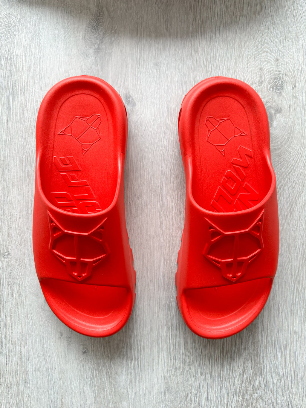 NAKED WOLFE Red Tommy Wolf Embossed Waterproof Sandals Slide - House Of Huntington