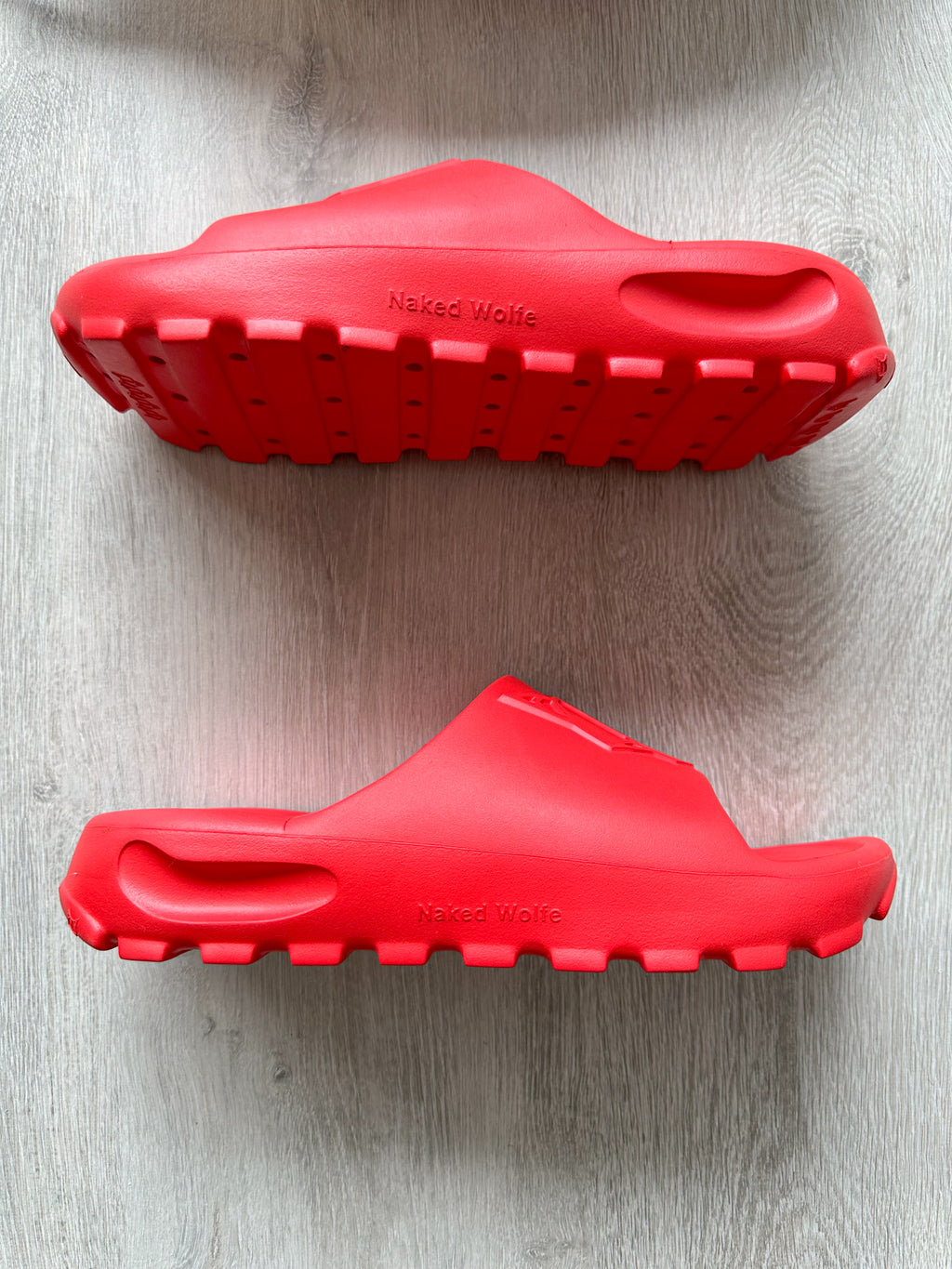 NAKED WOLFE Red Tommy Wolf Embossed Waterproof Sandals Slide - House Of Huntington