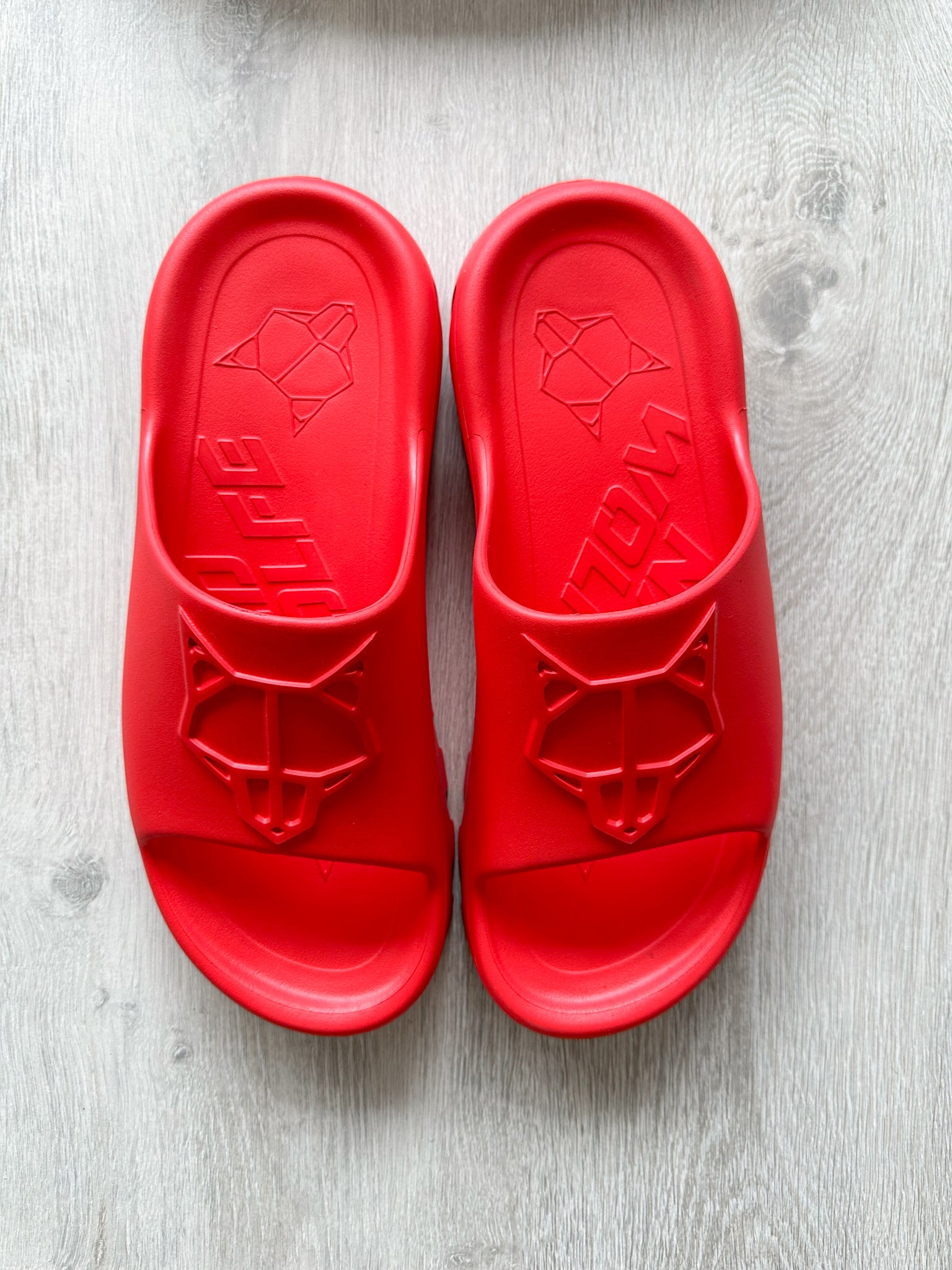 NAKED WOLFE Red Tommy Wolf Embossed Waterproof Sandals Slide - House Of Huntington