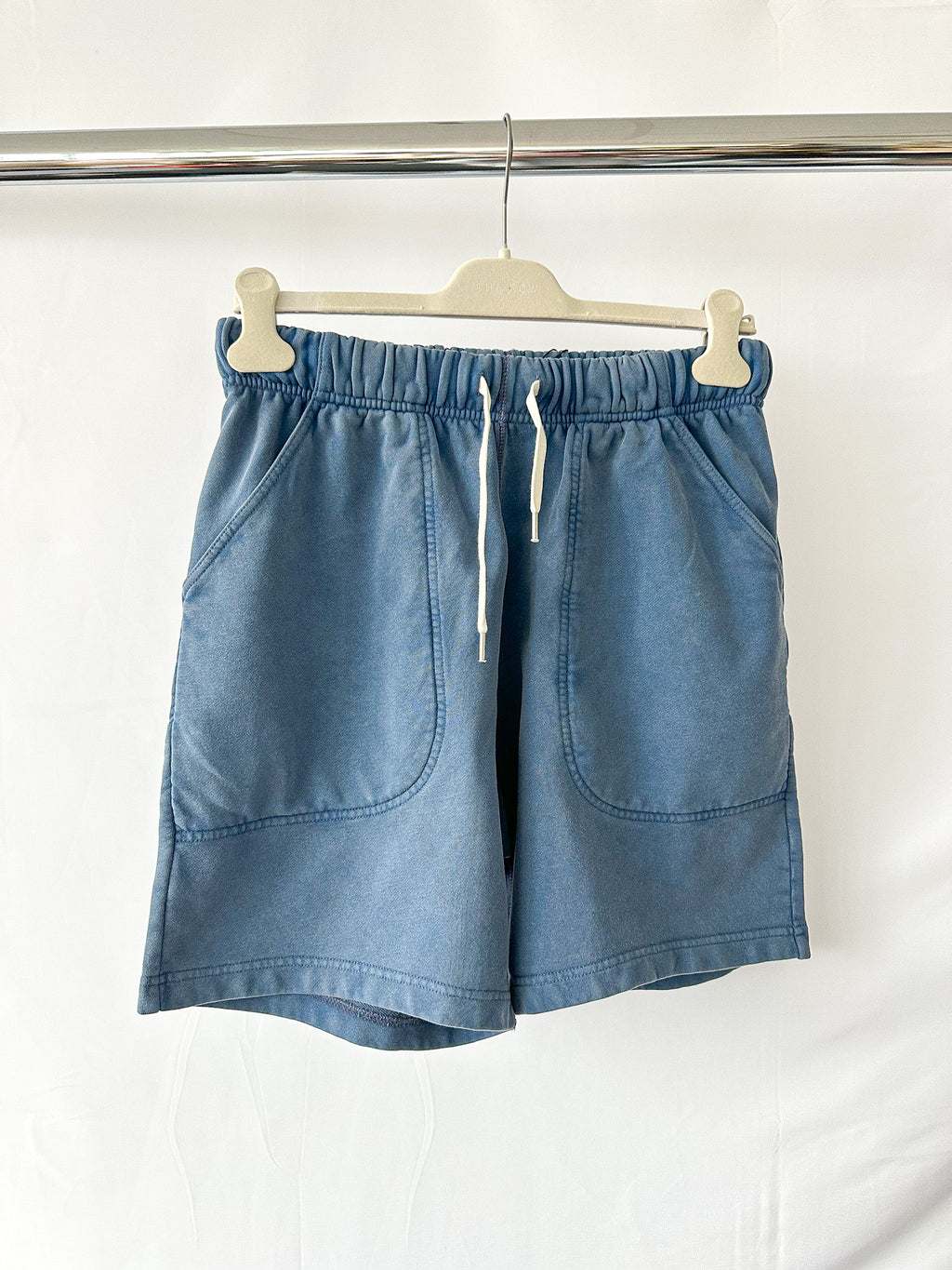 Drake's Blue Cotton Drawstring Jogger Shorts
