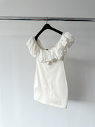 Alexandra Vauthier White Voluminous Ruffle Trim Off Shoulder Mini Dress - House Of Huntington