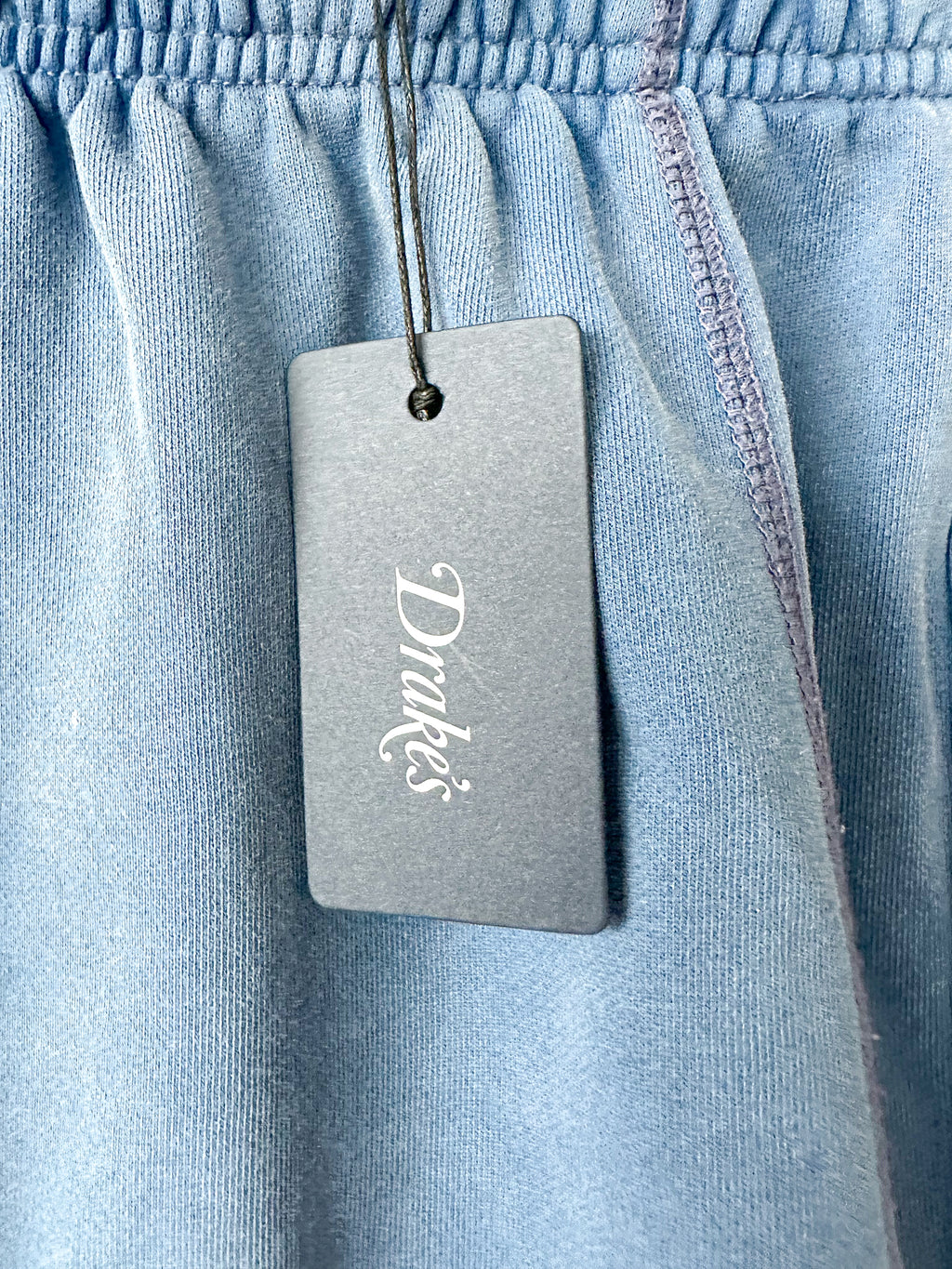 Drake's Blue Cotton Drawstring Jogger Shorts