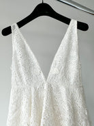 LoveShackFancy Bridal White Romantic Lace Bow Back Wedding Gown - House Of Huntington