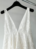 LoveShackFancy Bridal White Romantic Lace Bow Back Wedding Gown - House Of Huntington
