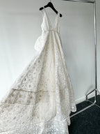 LoveShackFancy Bridal White Romantic Lace Bow Back Wedding Gown - House Of Huntington