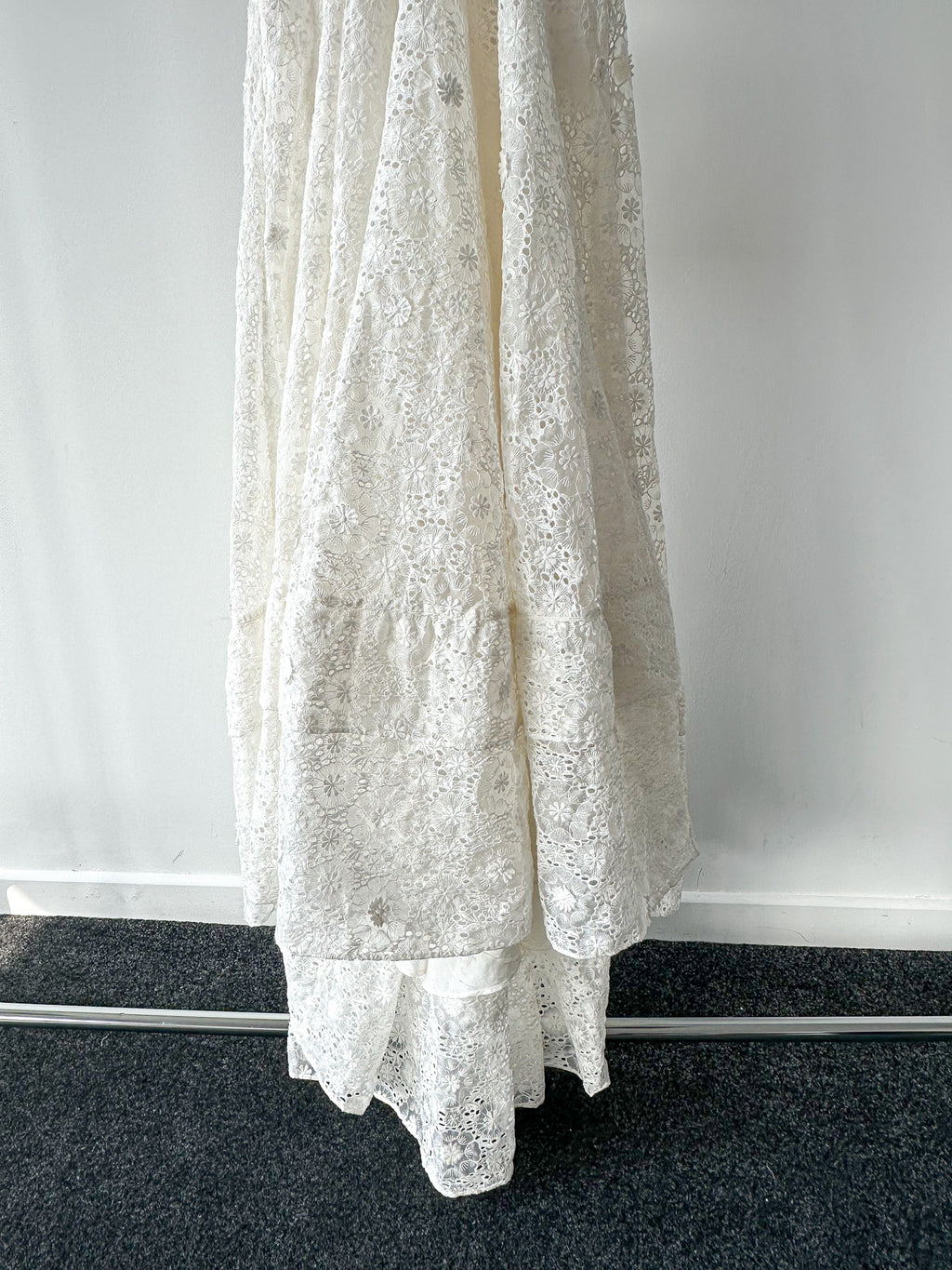 LoveShackFancy Bridal White Romantic Lace Bow Back Wedding Gown - House Of Huntington