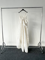 LoveShackFancy Bridal White Romantic Lace Bow Back Wedding Gown - House Of Huntington