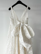 LoveShackFancy Bridal White Romantic Lace Bow Back Wedding Gown - House Of Huntington